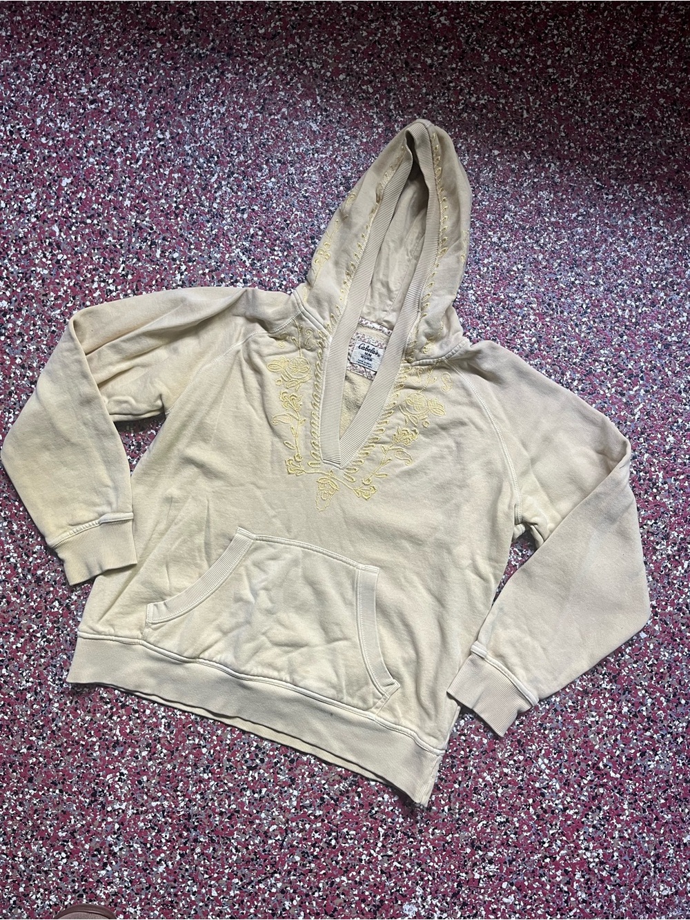 Cabelas Buttercream Embroidered Cotton Hoodie Womens Medium